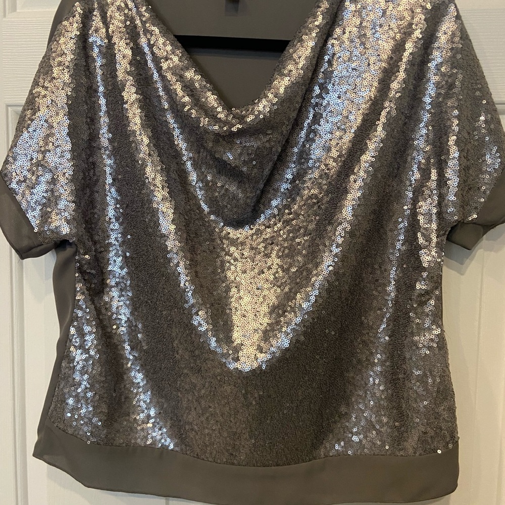 Halston sequin front top